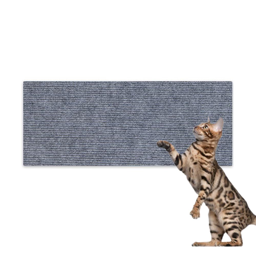Hearda Cat Scratch Mat, Self Adhesive Cat Scratching Mats, Abrasion Resistant Polyester Scratcher, Protects Furniture & Sofa, Couch Carpets Rug (Light Grey,30x100cm)