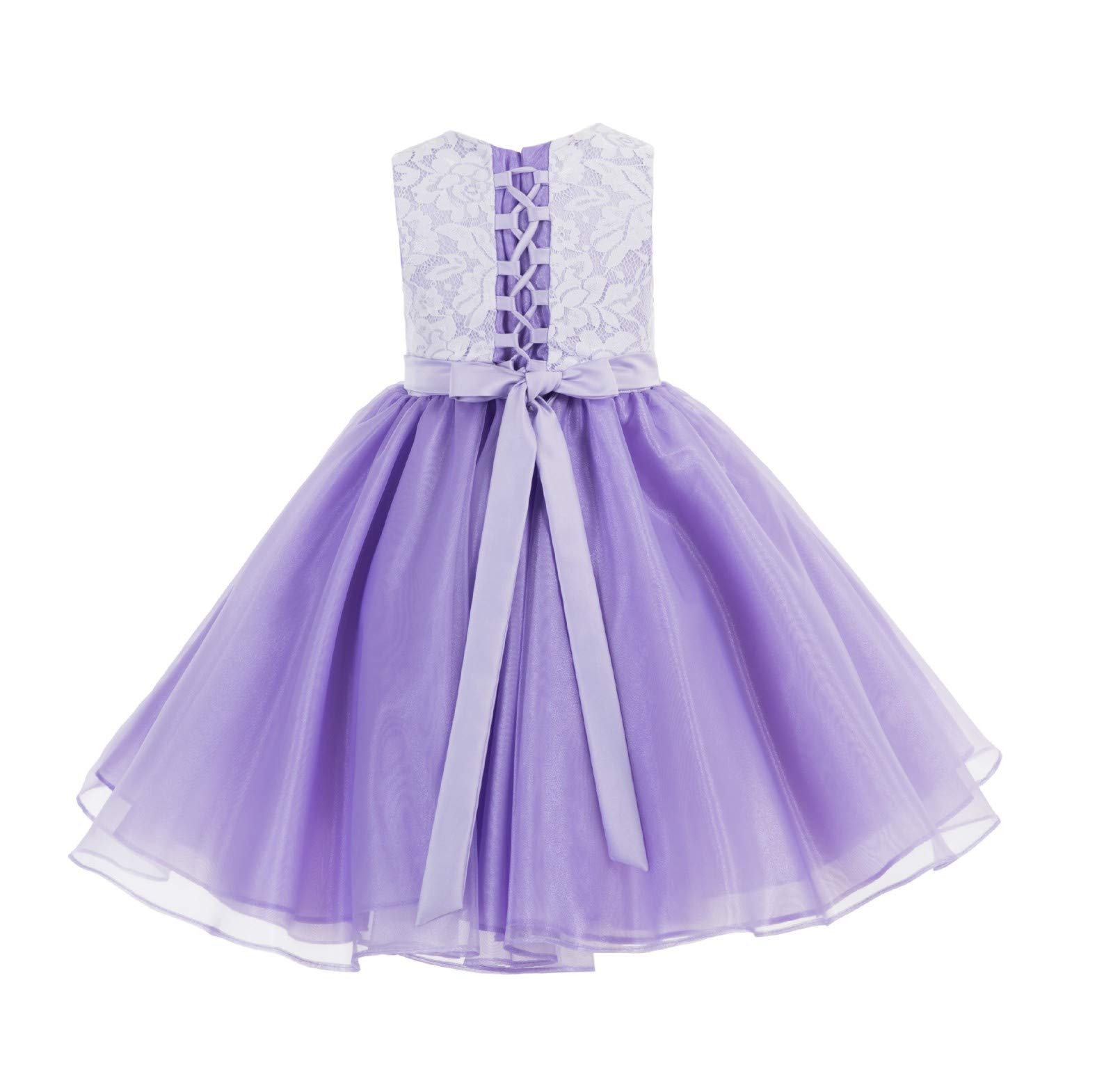 ekidsbridal Lace Organza Junior Flower Girl Dress Special Occasion Christening Dress 186F M