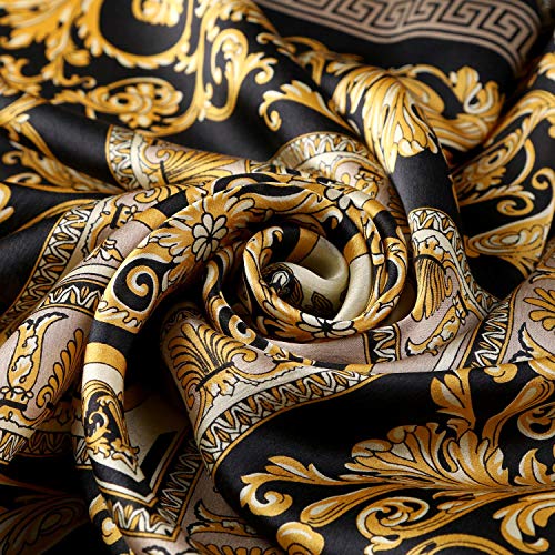 JWSilk Women's Large Square Fashion Charmeuse Silk Scarf3