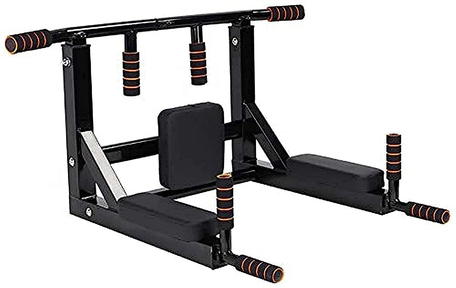 Max Strength - Multifunctional Wall Mounted Horizontal Bar Wall Mounted Pull Up Bar Chin Up Power Tower Pull Up Dip Station Home Gym Exercise Equipment