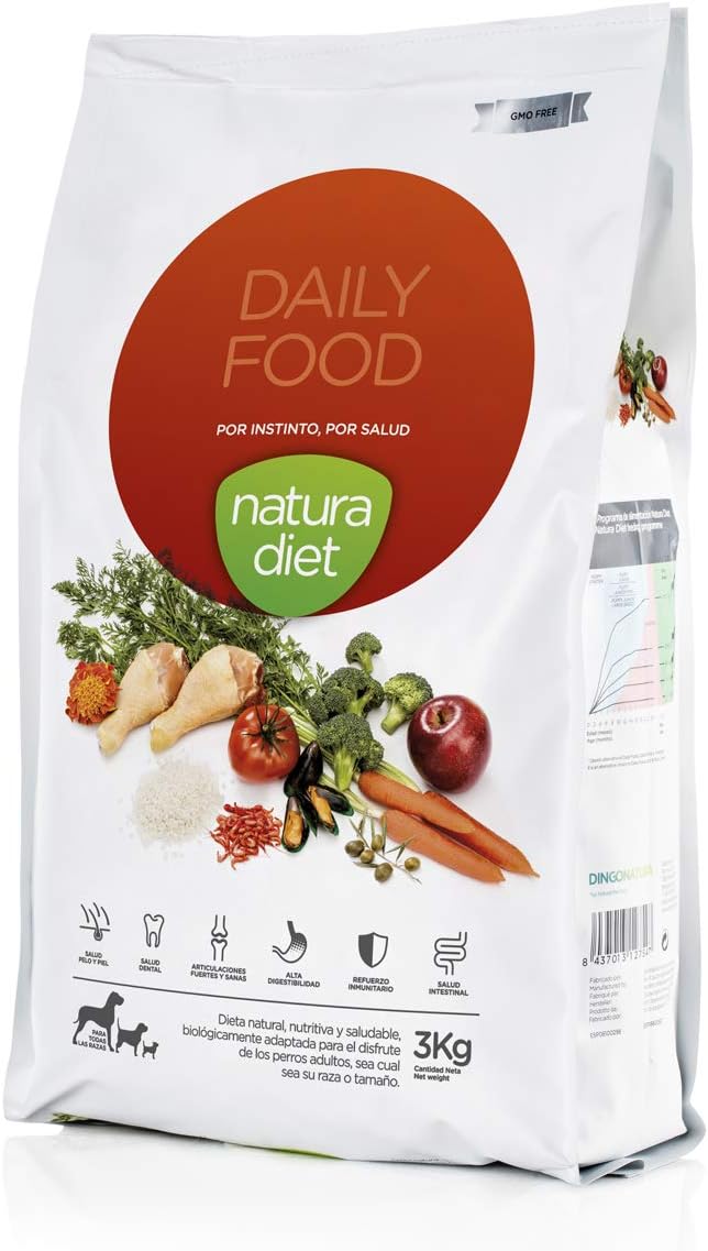 Natura Diet – Pienso para perros adultos Natura Diet Daily Food pollo y arroz. 3 Kg