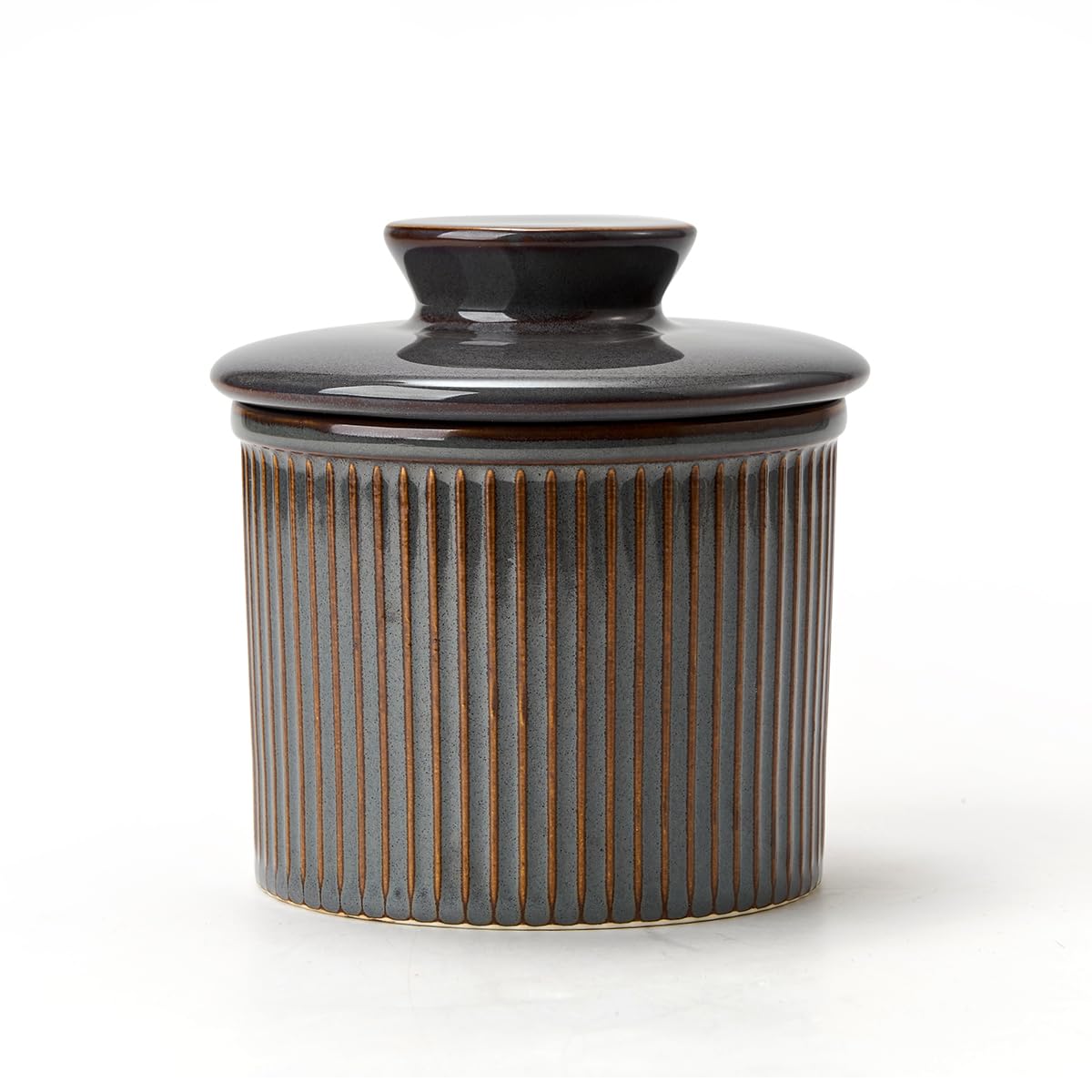 XELA Large Butter Crock for Countertop, French Butter Dish, Eggplant