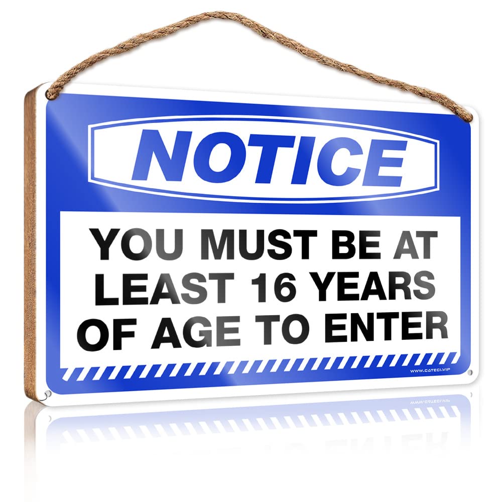 Dtha One Color Bathroom Wall Wood Sign Notice You Must Be At Least 16 Years Of Age To Enter Wooden Sign Quote Wood Plaque Farmhouse Door Decor(15X28cm)