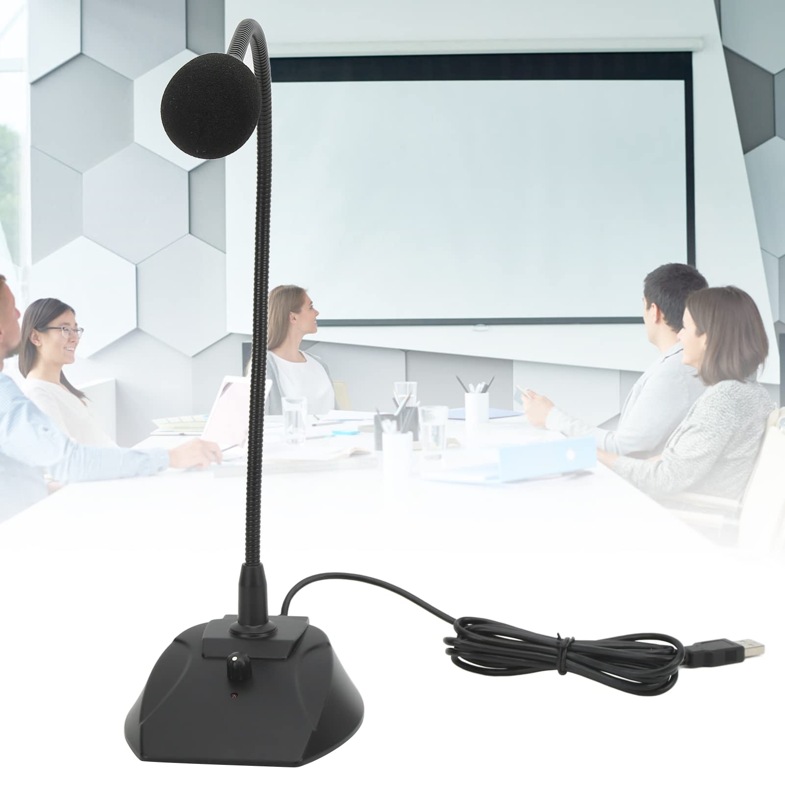 Bewinner Microfono per Conferenze USB con Pickup Cardioide, Collo di Cigno Regolabile e Filtro Pop per Computer, Lezioni Online, Streaming Live, Podcast, Giochi