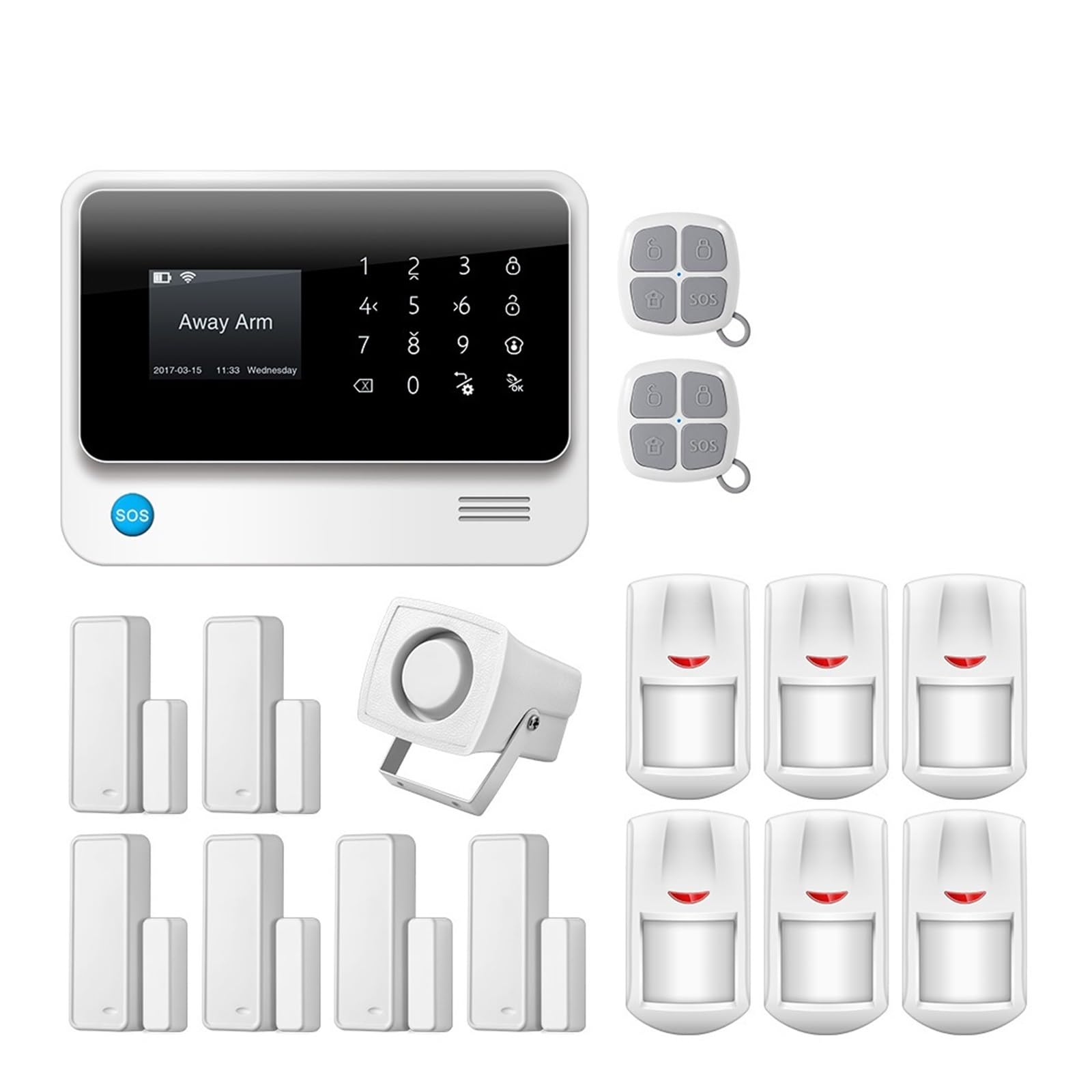 Kit de Alarma, De Alarma 3G gsm Inalámbrico De Alarma De Seguridad For El Hogar con Aplicación Remota Sensores Detectores De Control(White Color Kit 5)