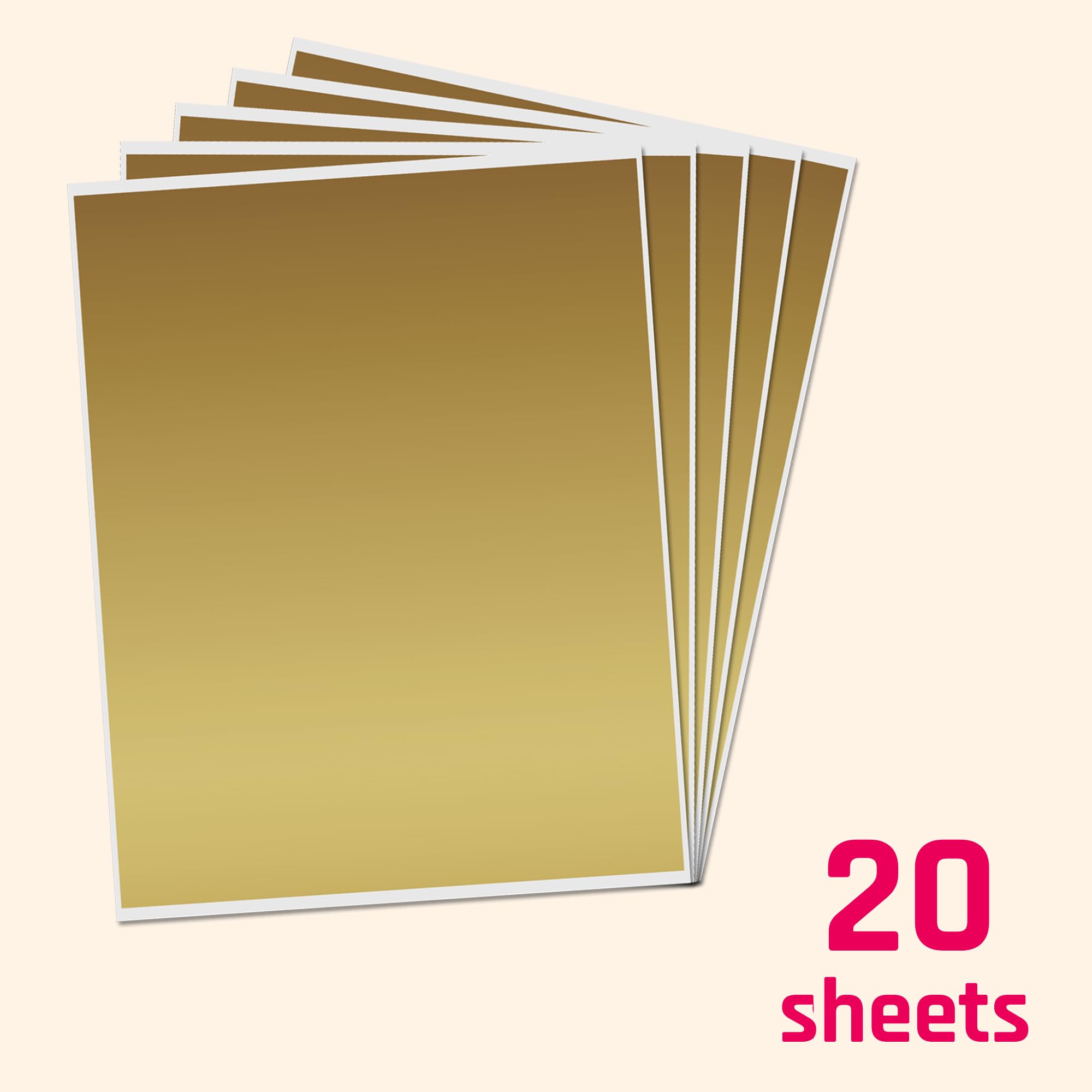 Grand DIY Cartes à gratter Autocollant (Scratch Card) - 235 x 200 mm, Or, 20 Feuilles