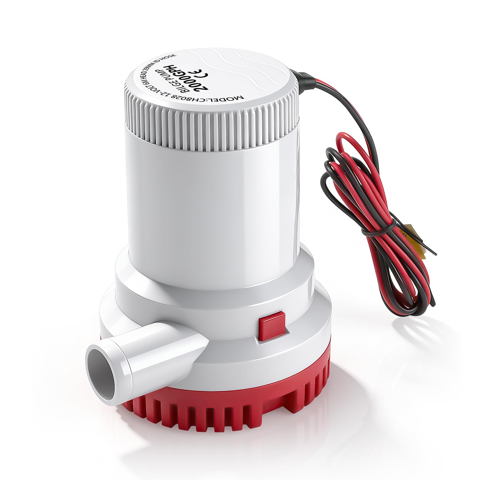 Bomba de Achique 12V 2000GPH, Bomba de Cuña Eléctrica de Barcos, Bomba de Agua de Sentina 29mm(1-1/8") Sumergible, Bomba de Agua Sumergible para Barcos, Yates, Caravanas y Jardines