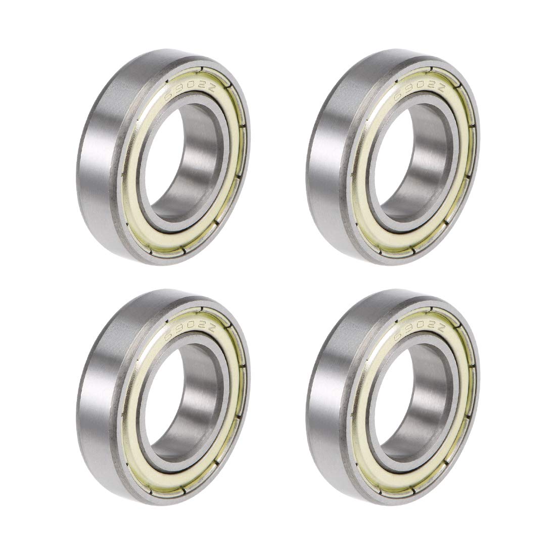 sourcing map 6902ZZ Deep Groove Ball Bearings Z2 15mm X 28mm X 7mm Double Shielded Carbon Steel 4pcs