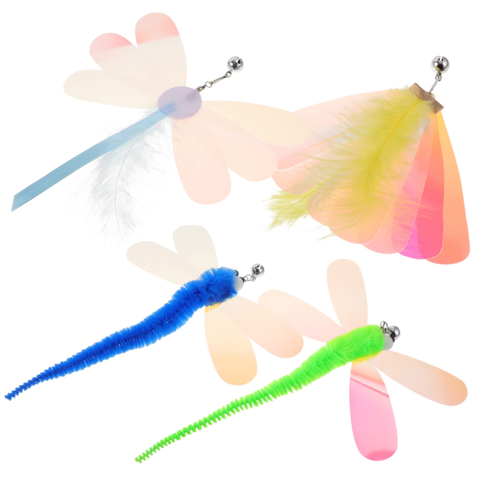 Toddmomy 40pièces Jouets De Remplacement pour Chat Kit De Jouets à Agiter Accessoires De Jeux Interactifs avec Libellules Et