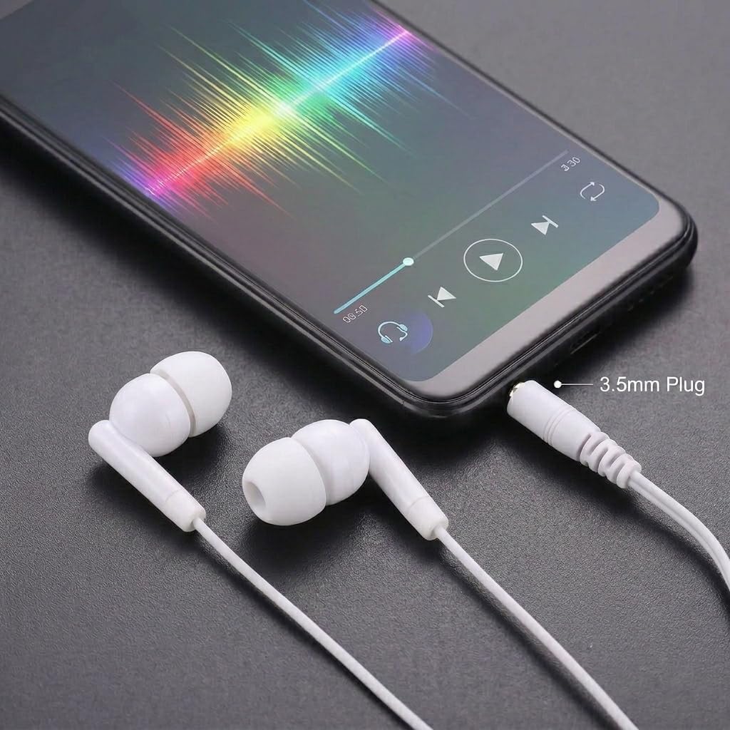 Lot de 100 écouteurs intra-auriculaires filaires pour salles de classe, prise 3,5 mm, sans microphone, pour étudiants, écoles, bibliothèques et laboratoires informatiques, emballés