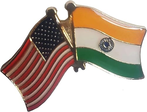 New Lot of 12 USA & India Combination Friendship Motorcycle Hat Cap Decoration Lapel Pin - Brooches and Studs for Clothes TR-2246LP
