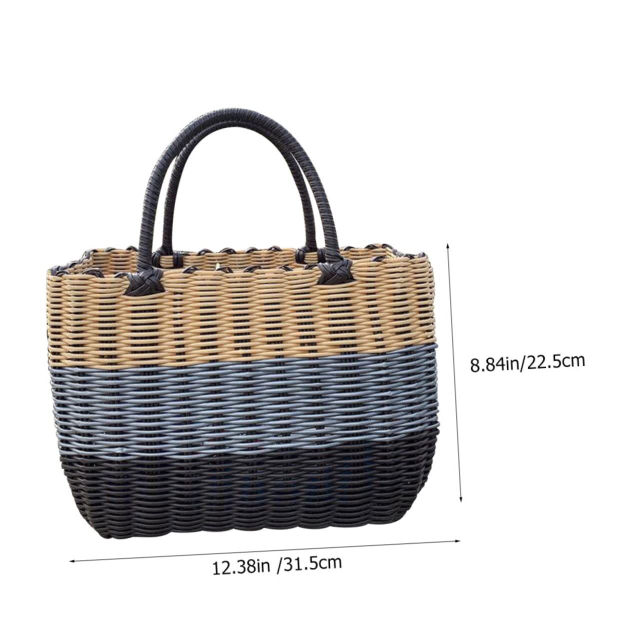 TOPBATHY Geflochtener Aufbewahrungskorb Mit Griff Großer Kunststoffkorb Für Küche Und Haushalt Vielseitiger Picknick- Und Einkaufskorb 12.2 X 8.3 X 5.1 Zoll