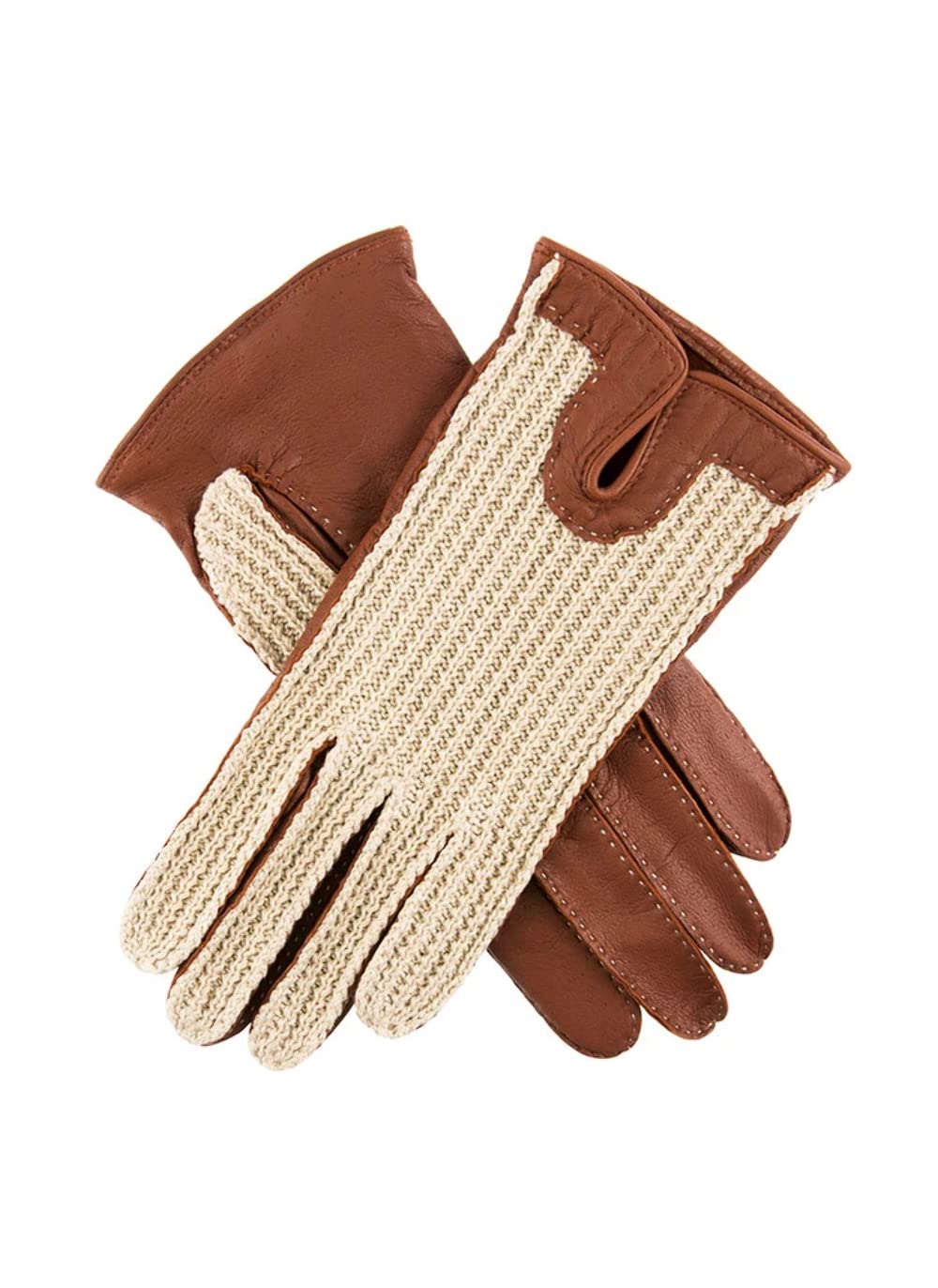 Dents Women's Cognac Kelly Crochet Back Driving Gloves L