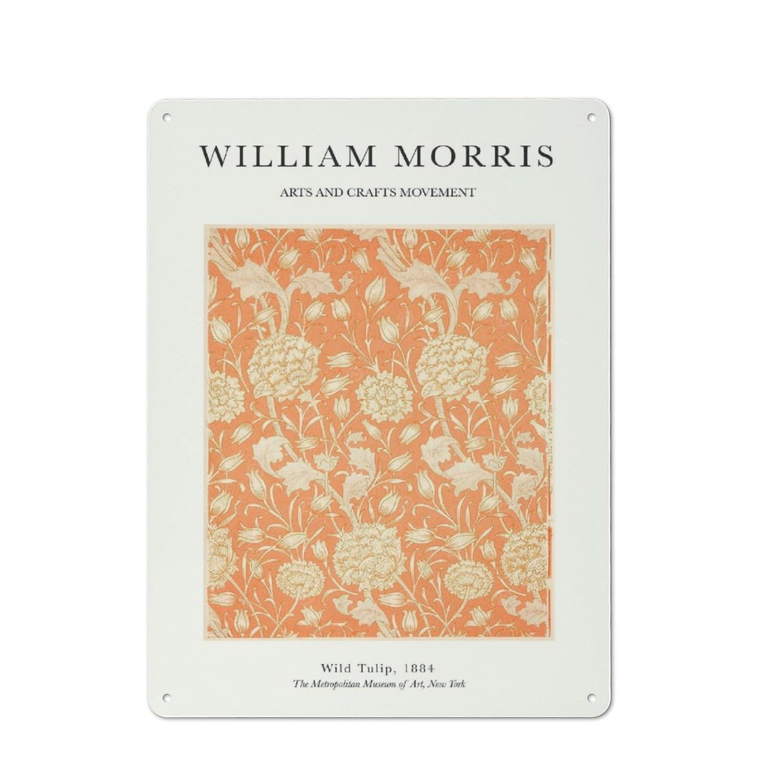 Junmoney Style-15 Cottage Style William Morris Orange Decorative Tin Sign 40X30cm, Rustic Kitchen Decor For Kitchen, Cottage, Porch Or Garden Room