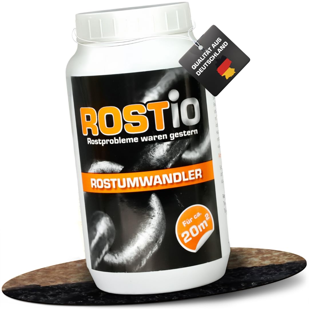 Rostio Rostumwandler 1L – Rostentferner – Rostkonverter & Grundierung – für Auto, Stahl & Eisen – kein Abwaschen – überlackierbar nach 6–8 h – ergiebig bis 20 m²