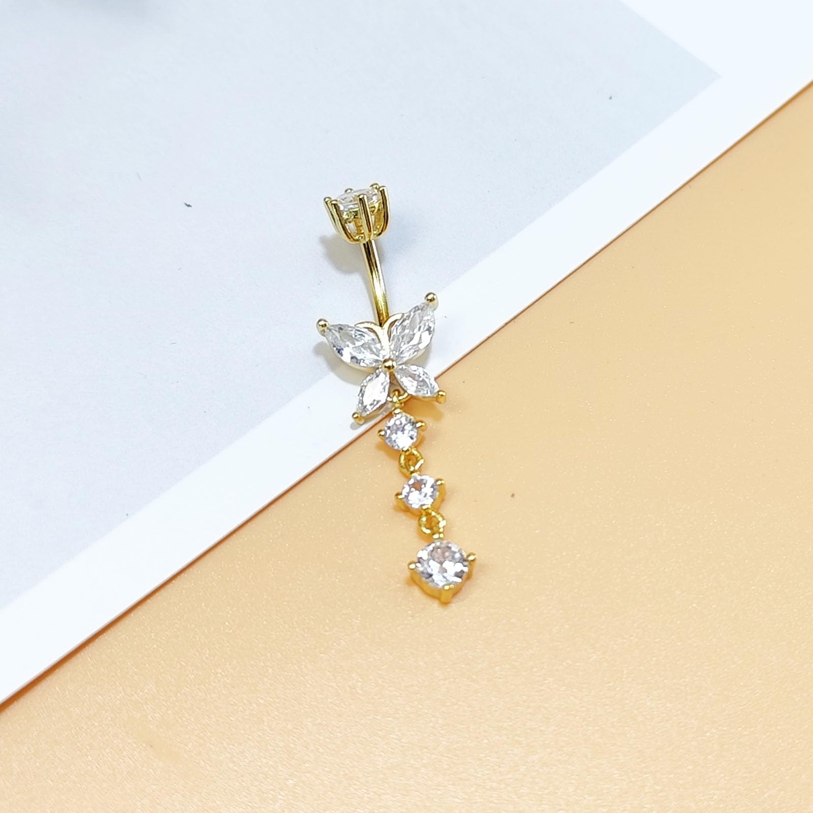 Piercing ombelico argento sterling 925 6/8/10/12mm Gioiello pendente a farfalla per piercing da donna