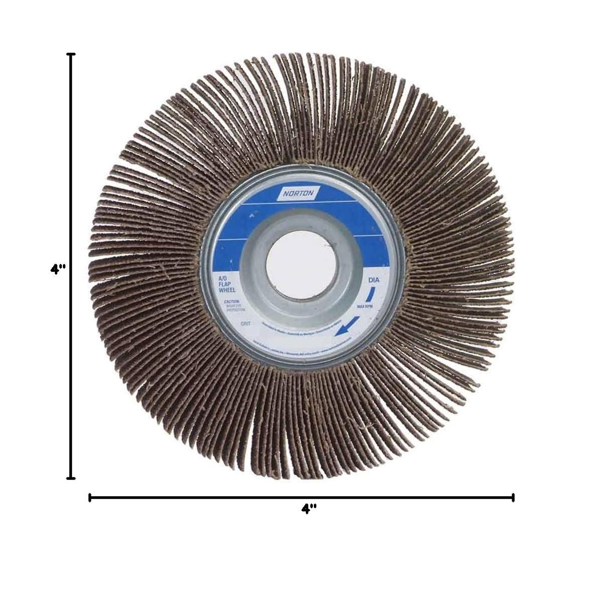 Norton Metalite R265 Abrasive Flap Wheel, 5/8" Arbor, Round Hole, Aluminum Oxide, 4" Dia., 1" Face Width, Grit 60, 12000 Max RPM (Pack of 10)