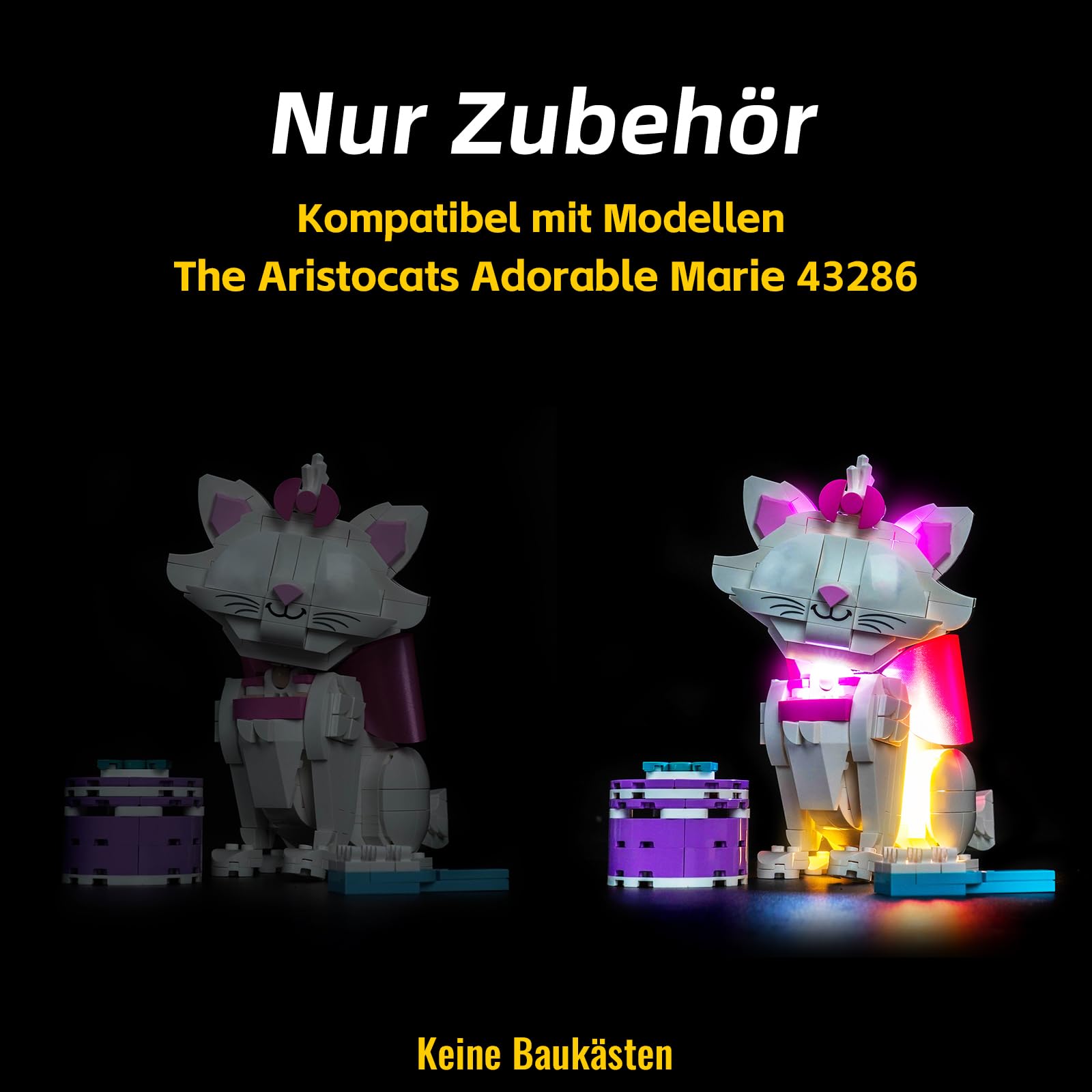 Led Licht Set Kompatibel mit Lego 43286 The Aristocats Adorable Marie (Kein Modell), Dekorationsbeleuchtungsset Compatible with Lego The Aristocats Adorable Marie Bausteinen Modell