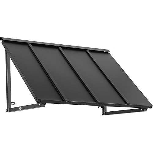 Awntech 4' Houstonian (56"-24"-24") Standing Seam Metal Fixed Awning, Black