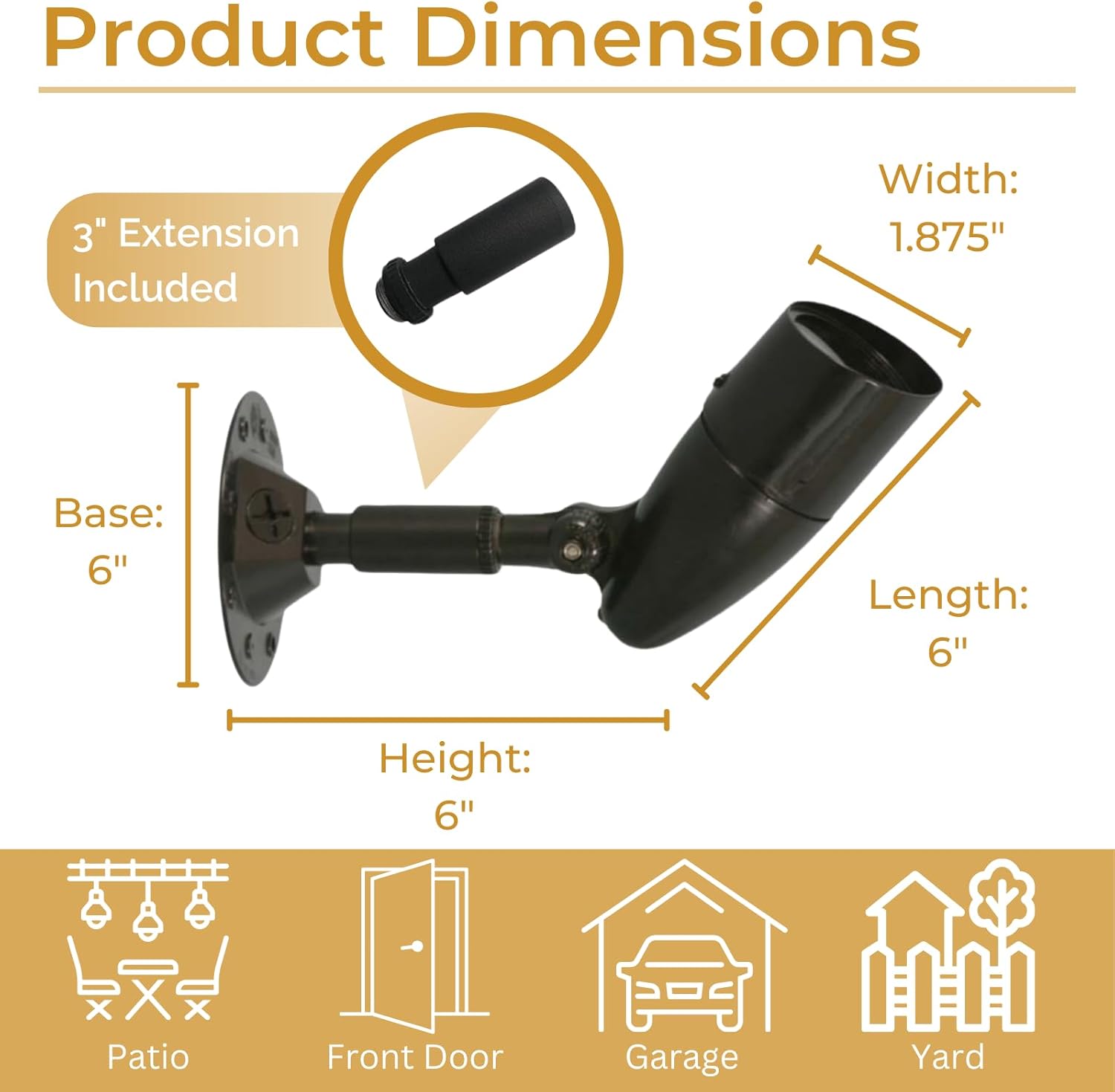 LED Outdoor Single Bullet Flood Light, 10W Hardwired Spotlight, Waterproof Security Light for Yard, Patio & Landscape, 3000K Warm White, 960 Lumens, Adjustable, Black Metal Exterior - Image 3