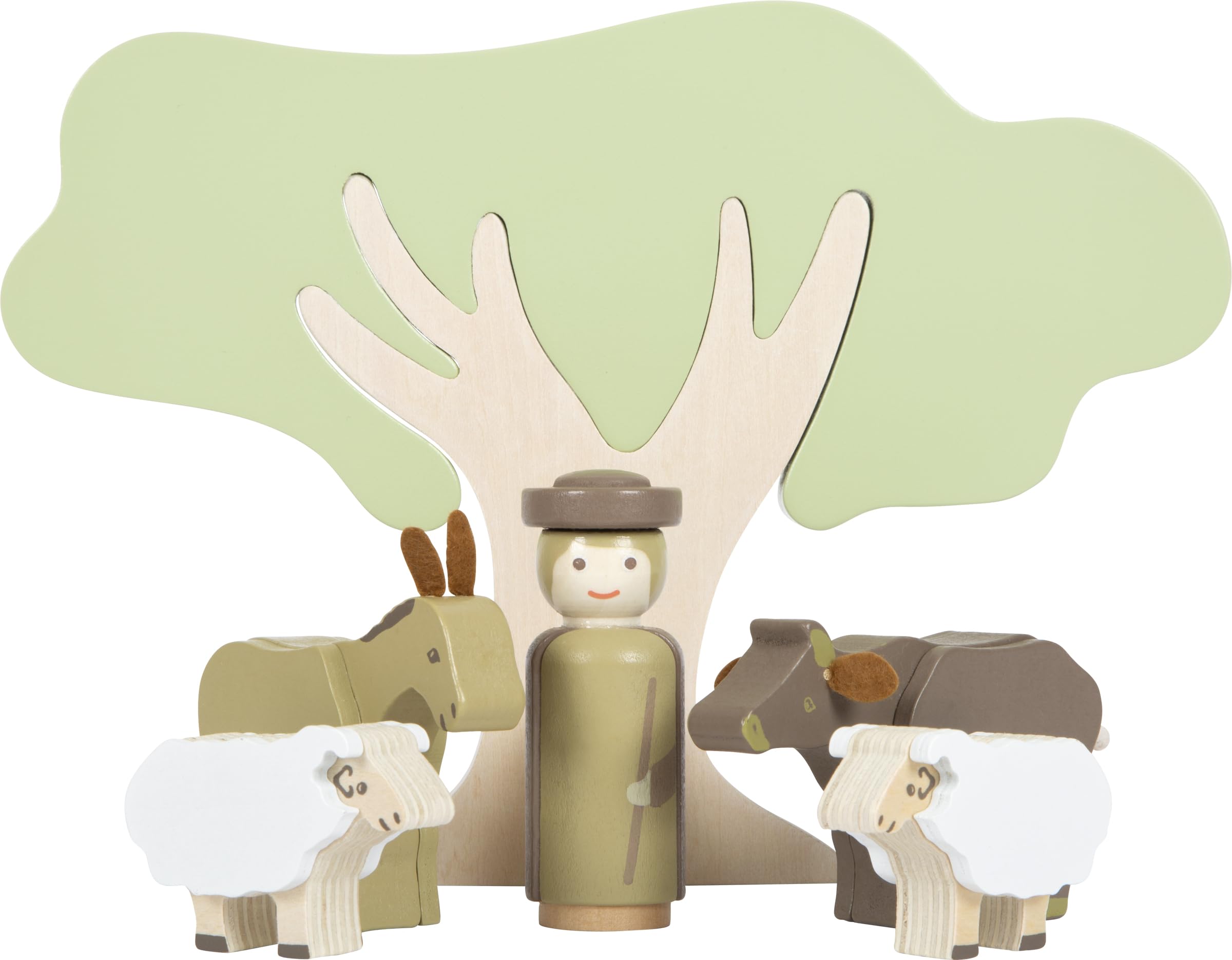 small foot Weihnachtskrippe aus Holz, 18-teiliges Spielset für Kinder, kindgerechte Weihnachtsdekoration mit Figuren und Tieren, 12356