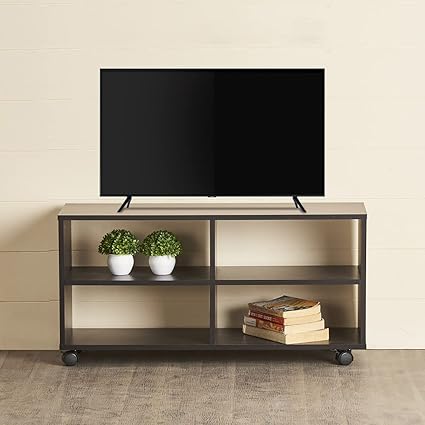 Home Centre Helios Arvis Brito Wooden TV Unit with Castors, Walnut, 35 * 11 * 17 inches (Helios-HC-TV 03)