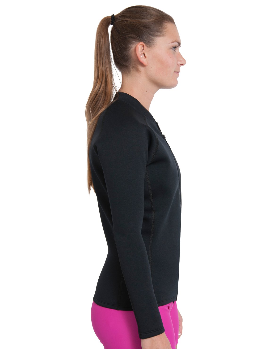 Tuga Women's Neoprene Wetsuit Full Zip Top, Made in USA, Black, Medium