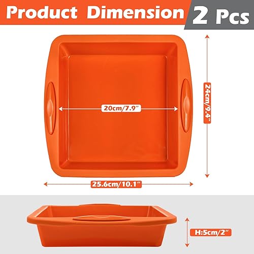 Miniatura 3 de Webake Juego de 2 moldes cuadrados de silicona para hornear pasteles de 8 x 8 pulgadas, para hornear pasteles de cumpleaños, brownie y hacer