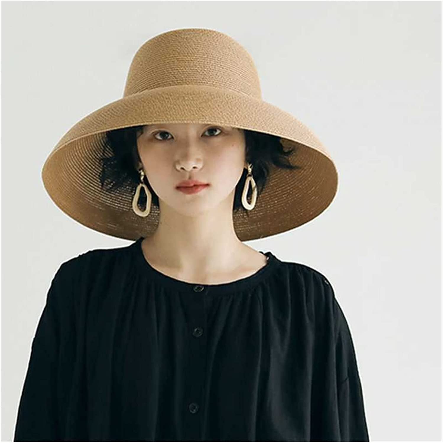 Sombrero de Playa Plegable, Sombrero De Paja Verano Elegante Sol ala Ancha Flexible para Mujer Playa Panamá Sombrero Playa Verano