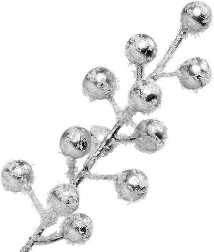 Miniatura 10 de 24 piezas de púas artificiales de bayas en aerosoles de nieve esmeriladas de Navidad, ramas de invierno para rellenos de árboles de Navidad,