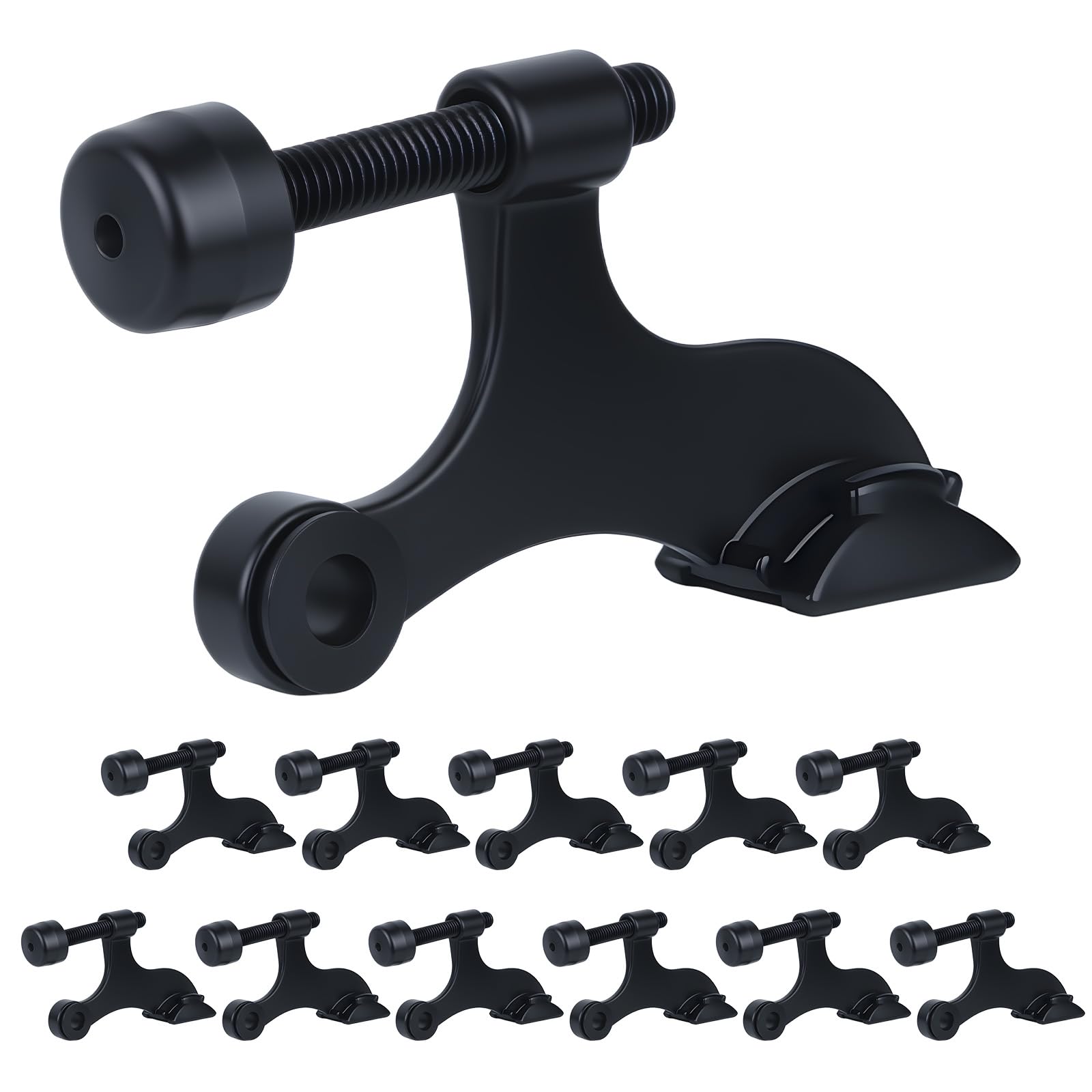 HOME MASTER HARDWARE Hinge Pin Door Stopper, 12 Pack Matte Black Adjustable Heavy Duty Door Stop with Cushioned Plastics Bumper Tips for Durable Use