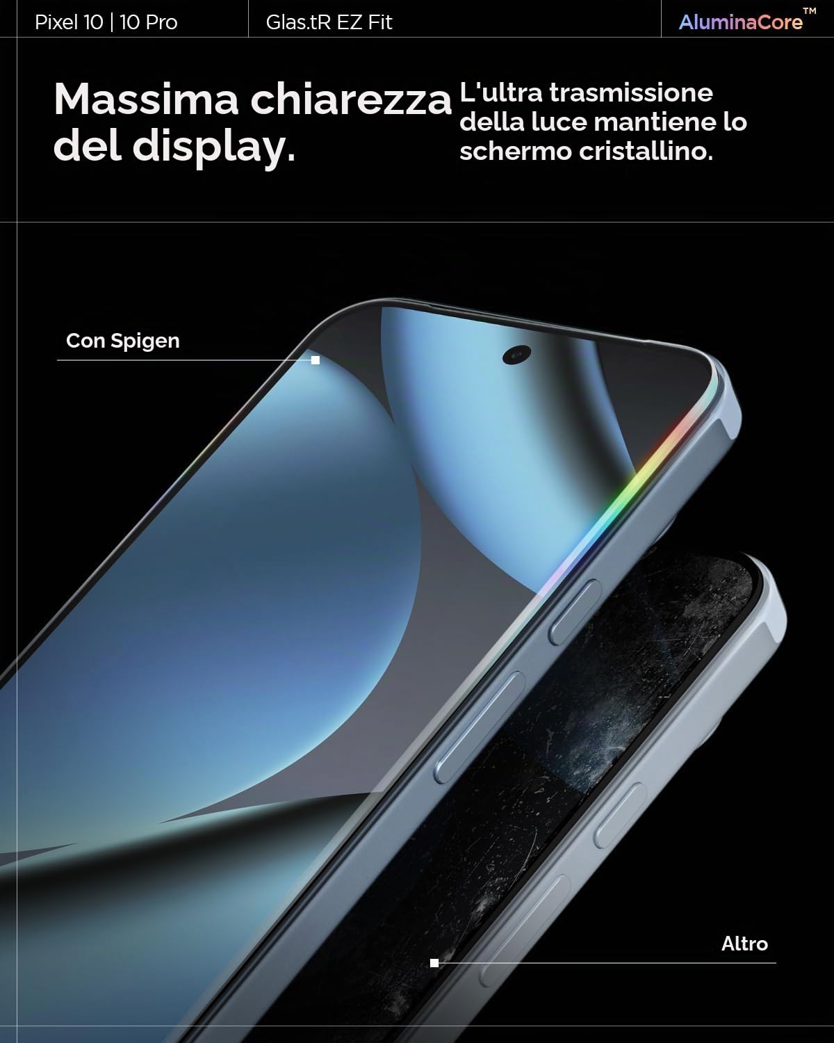 Spigen Glas.tR EZ Fit Vetro Temperato compatibile con Google Pixel 10/9, Pixel 10 Pro/ 9 Pro, 2 Pezzi, Installazione Facile, Cristallino, Durezza 9H Pellicola prottetiva
