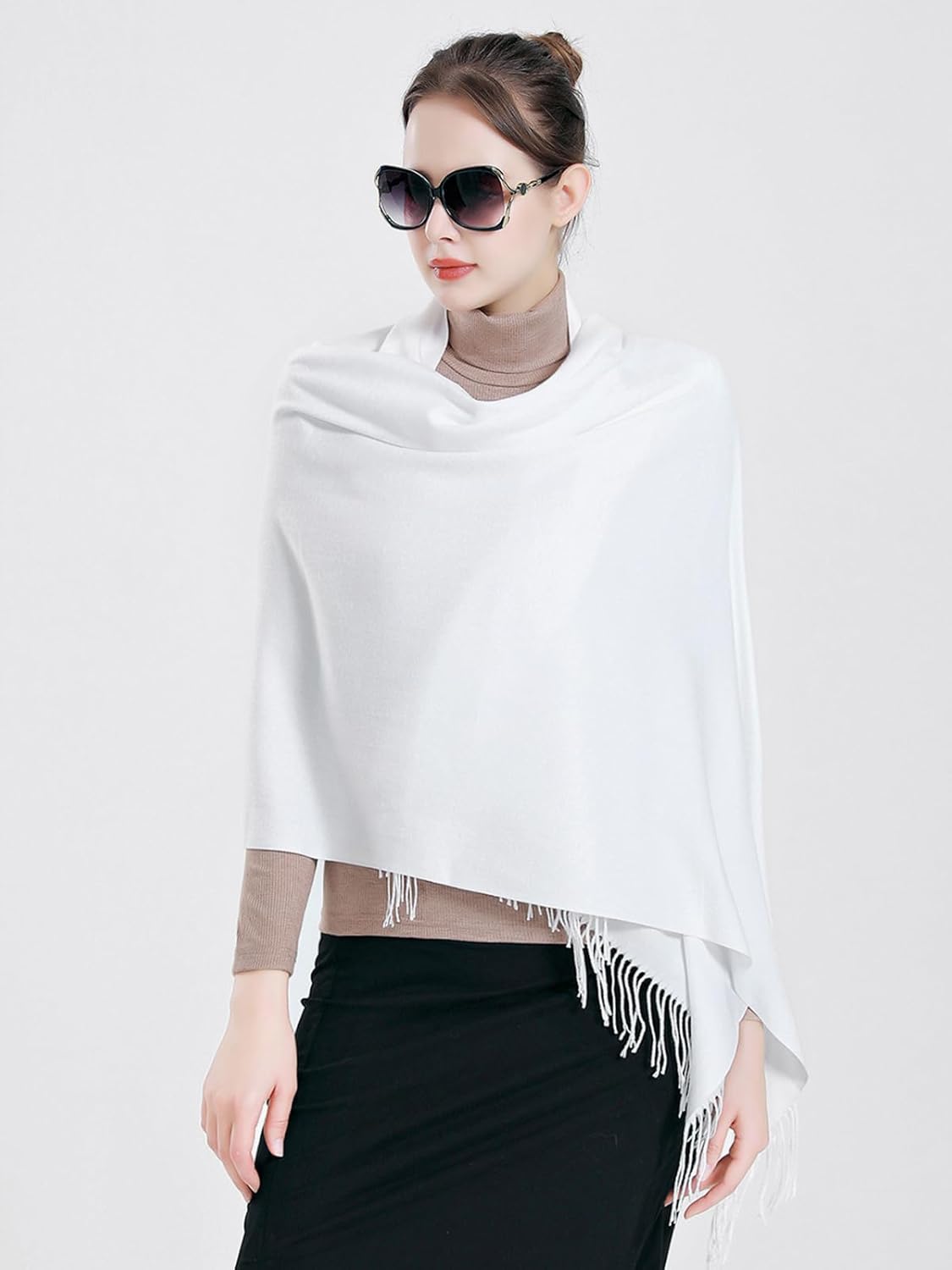 QBSM Womens Large Soft Wedding Evening Pashmina Shawls Wrap Scarfs - Image 4