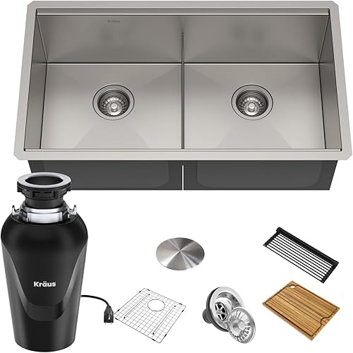 Miniatura 23 de KRAUS KWU110-32 Kore - Fregadero de cocina con estación de trabajo de 32 pulgadas, para empotrar, cuenco individual, de acero inoxidable calibre 16,