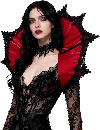 Velvet Stand Up Vampire Collar Gothic Victorian Shoulder Cape