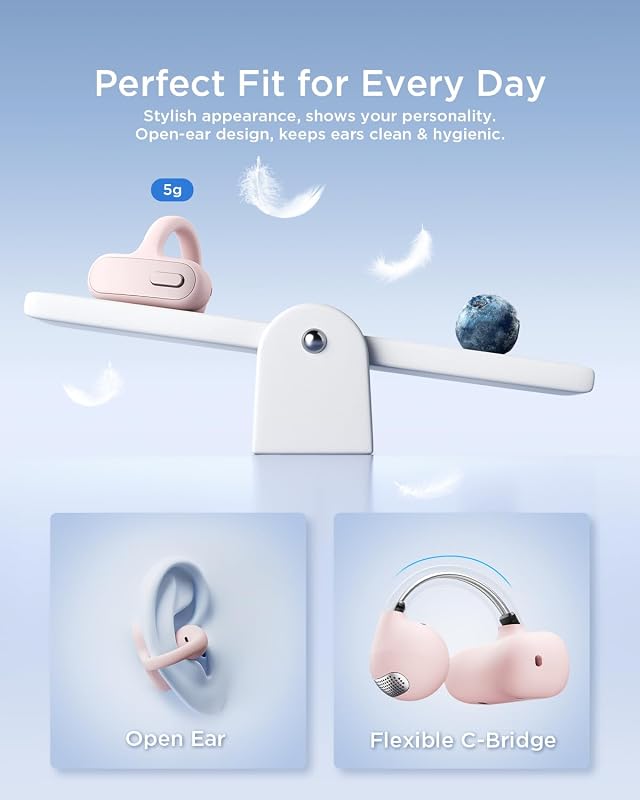 TALIX Open Ear Clip-On Wireless Bluetooth 6.0 Earbuds X8, Pink image 5