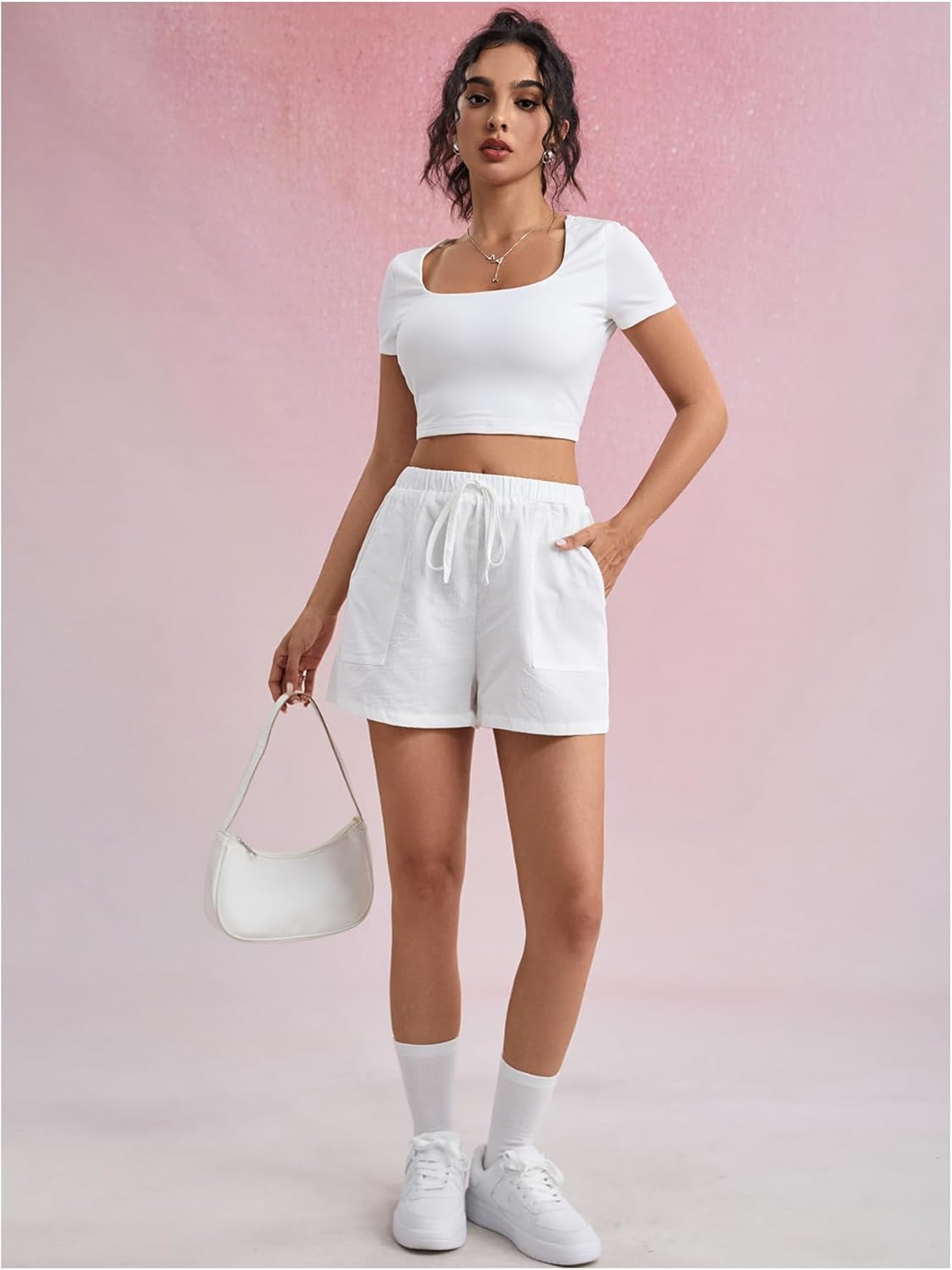 SweatyRocks Women's 2 Pack Linen Shorts with Pocket High Waist Wide Leg Summer Shorts - Image 6