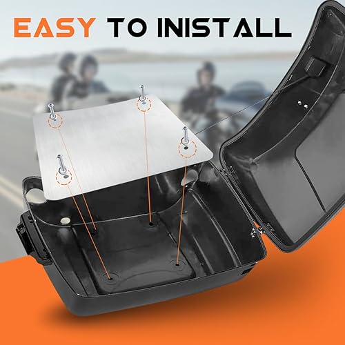 Miniatura 5 de AUFER Placa de montaje de metal con refuerzo de base interior de tronco de 0.079 in de grosor compatible con Touring Road King Road Glide Street