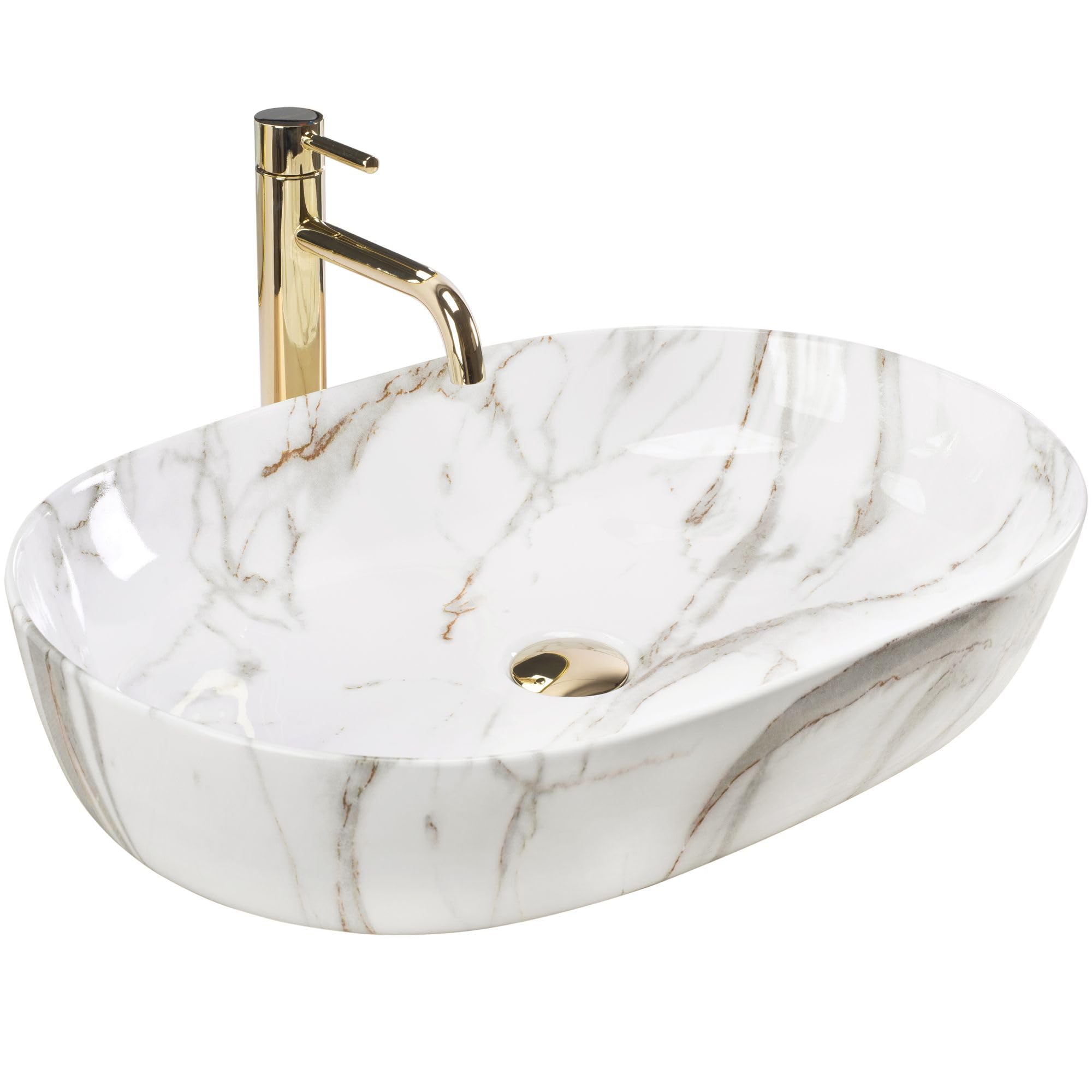 Rea Bathroom Sink Made of Ceramic Cleo 61 Shiny Aiax - Stone Imitation - REA-U9656