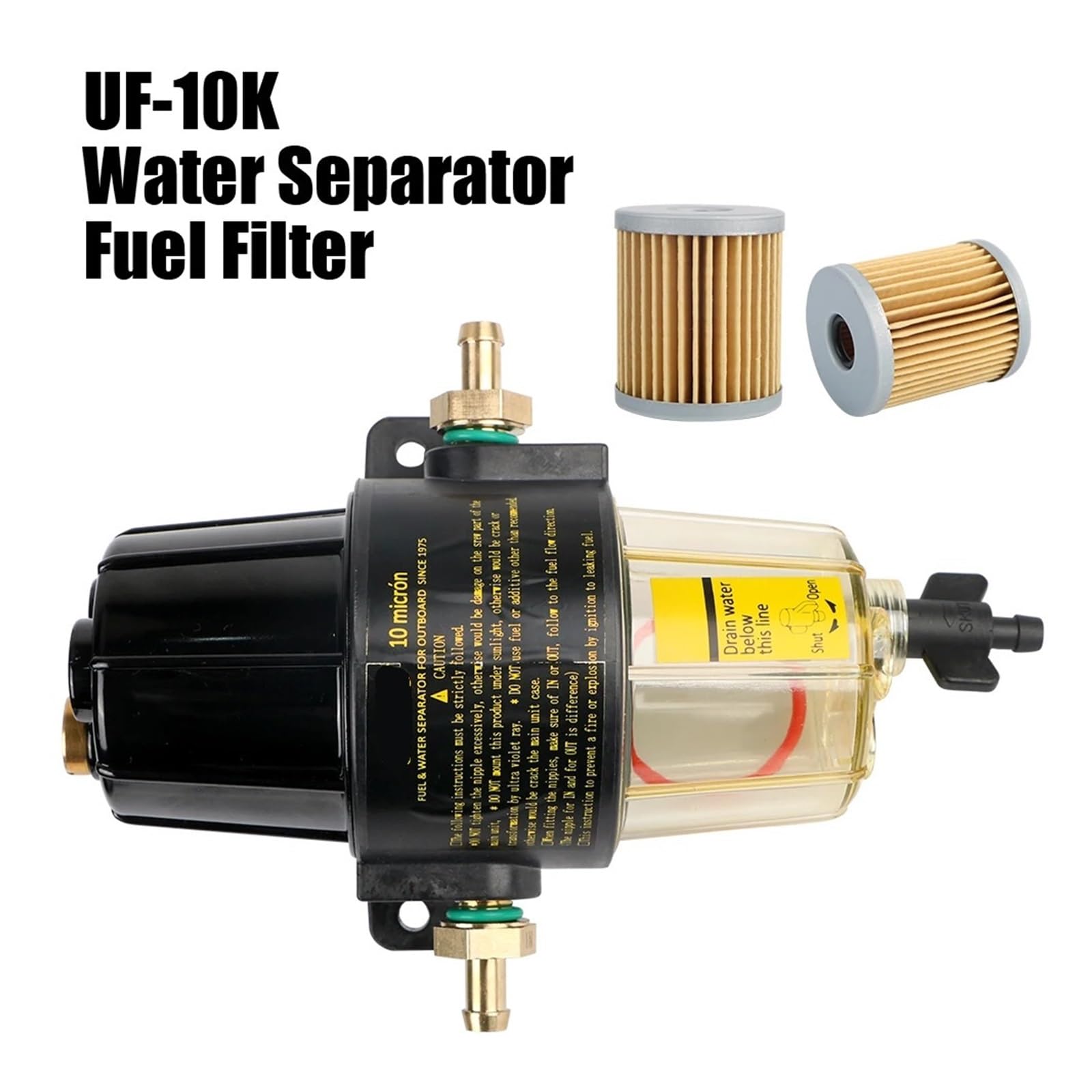 Tanque de combustible for motor fueraborda, UF-10K, motor de gasolina diésel for yate con 2 filtros adicionales, separador de agua y aceite, filtro de combustible