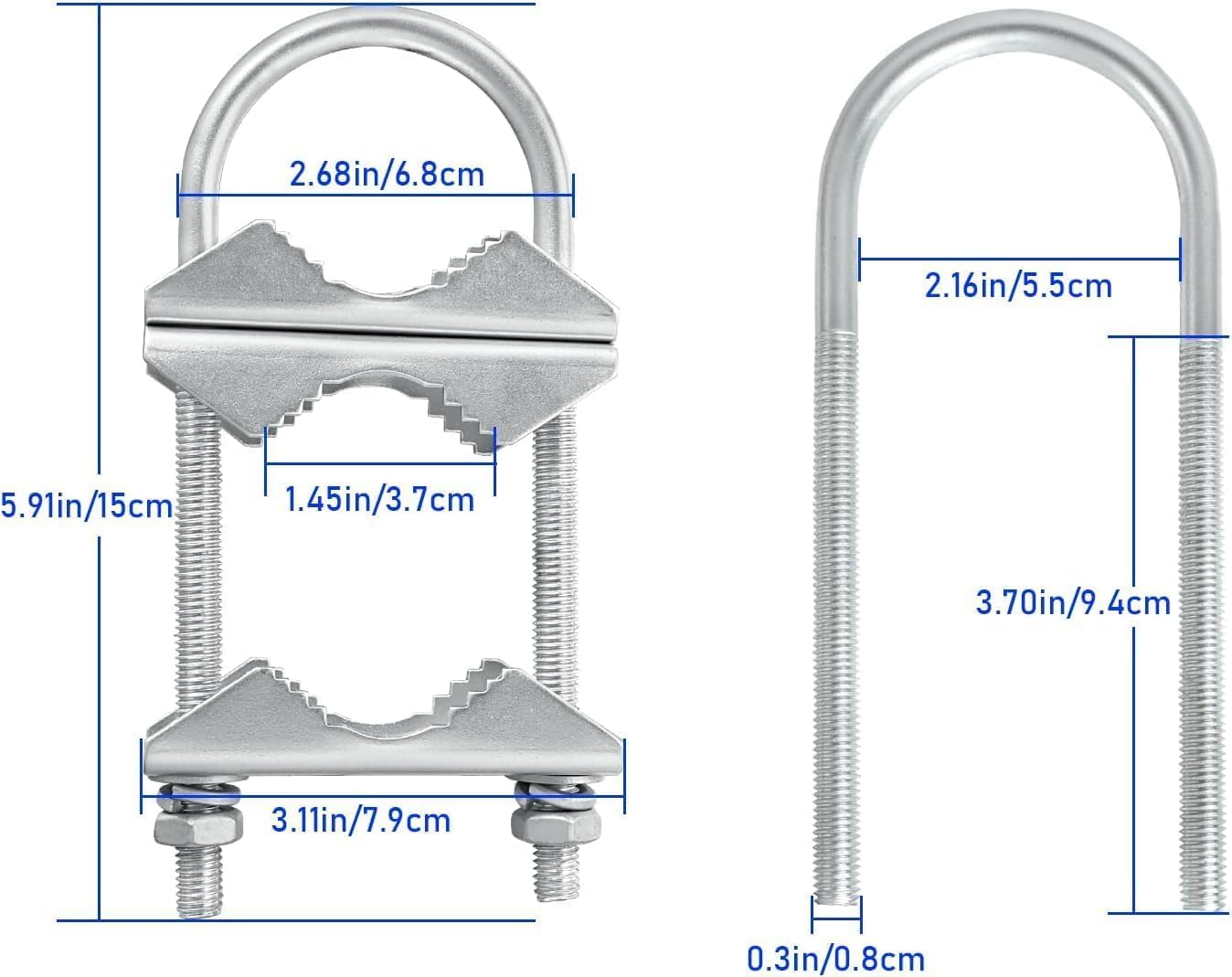 MOOKEERF Double Antenna Mast Clamp - 5 PCS Antenna Pole Mount Bracket V Jaw Block with U Bolts,Heavy Duty Mast Mount Bracket Kit