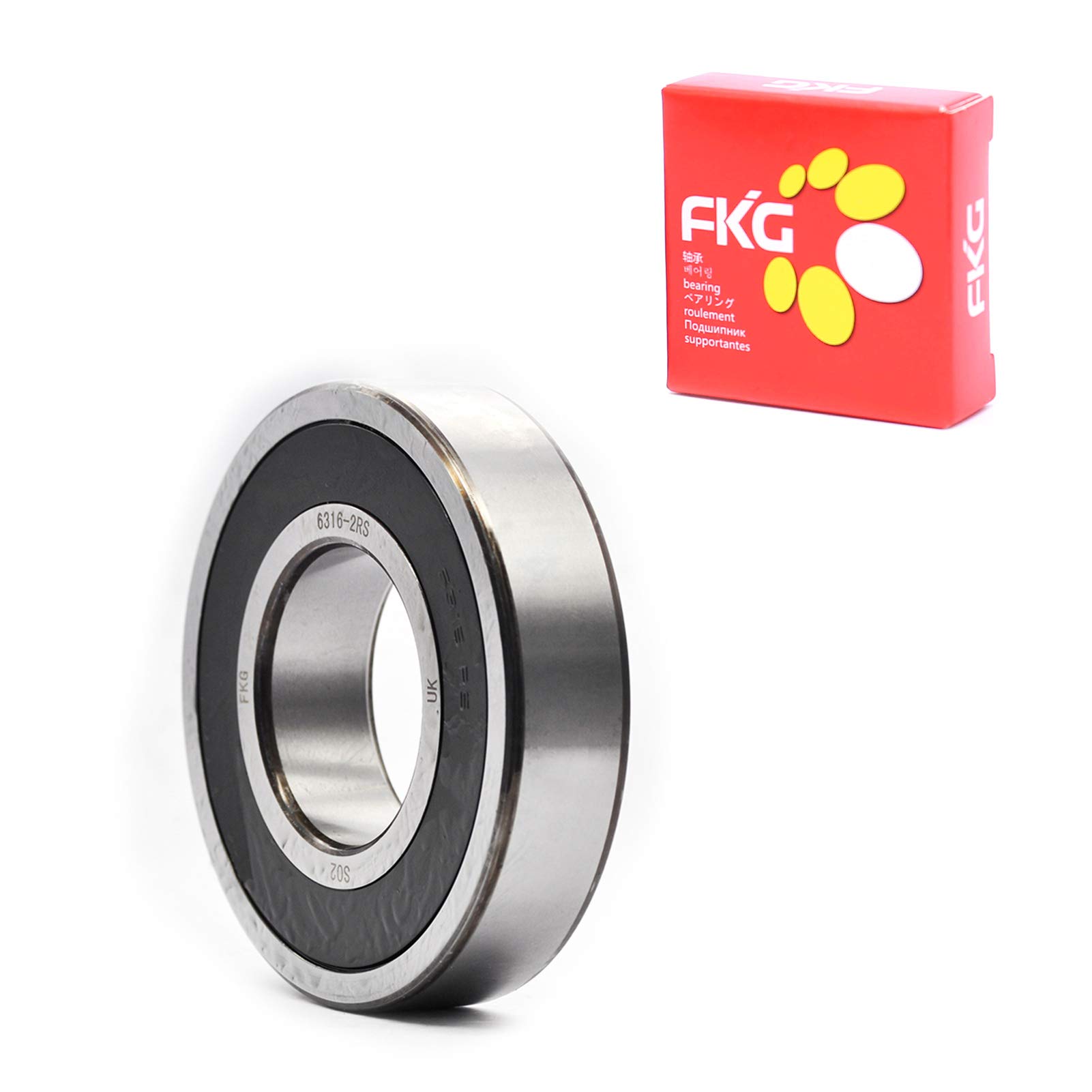 FKG 6316-2RS - Rodamiento de bolas con ranura profunda (80 x 170 x 39 mm, doble junta de goma, pre-lubricado)