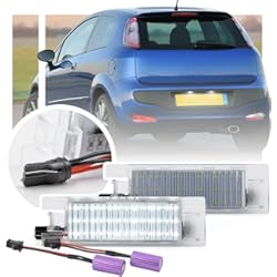 Luces Tablero Fiat Punto NSLUMO Luces LED para placa de matrícula compatibles con Fiat Punto Bravo Grande Punto Evo Canbus, lámparas de registro de etiqueta trasera Led blancas sin errores