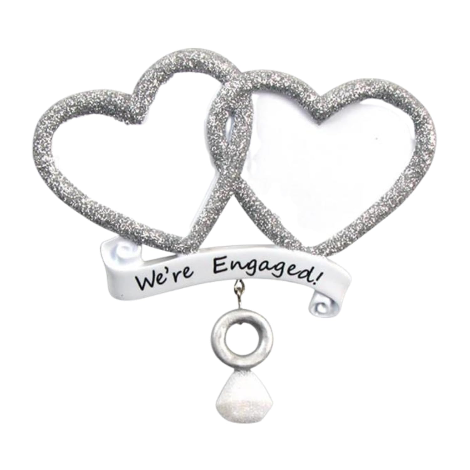 Marco Paul Interiors We're Engaged! Marco Paul Personalised Engagement Gift Hanging Ornament - Ceramic “We’re Engaged!” Keepsake Decoration With Ribbon - Custom Names Congratulations Engagement Present & Christmas Ornament For Couples
