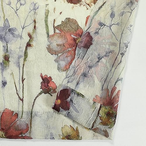 Image of OWENIE Crushed Sheer Curtains 63 Inches Length 2 Panels Set, Sheer Floral Curtians with Printed Design, Printing Drapes on Sheers for Living Room, Rod Pocket Light Filtering Window Sheers 42 inch W x 63 inchL