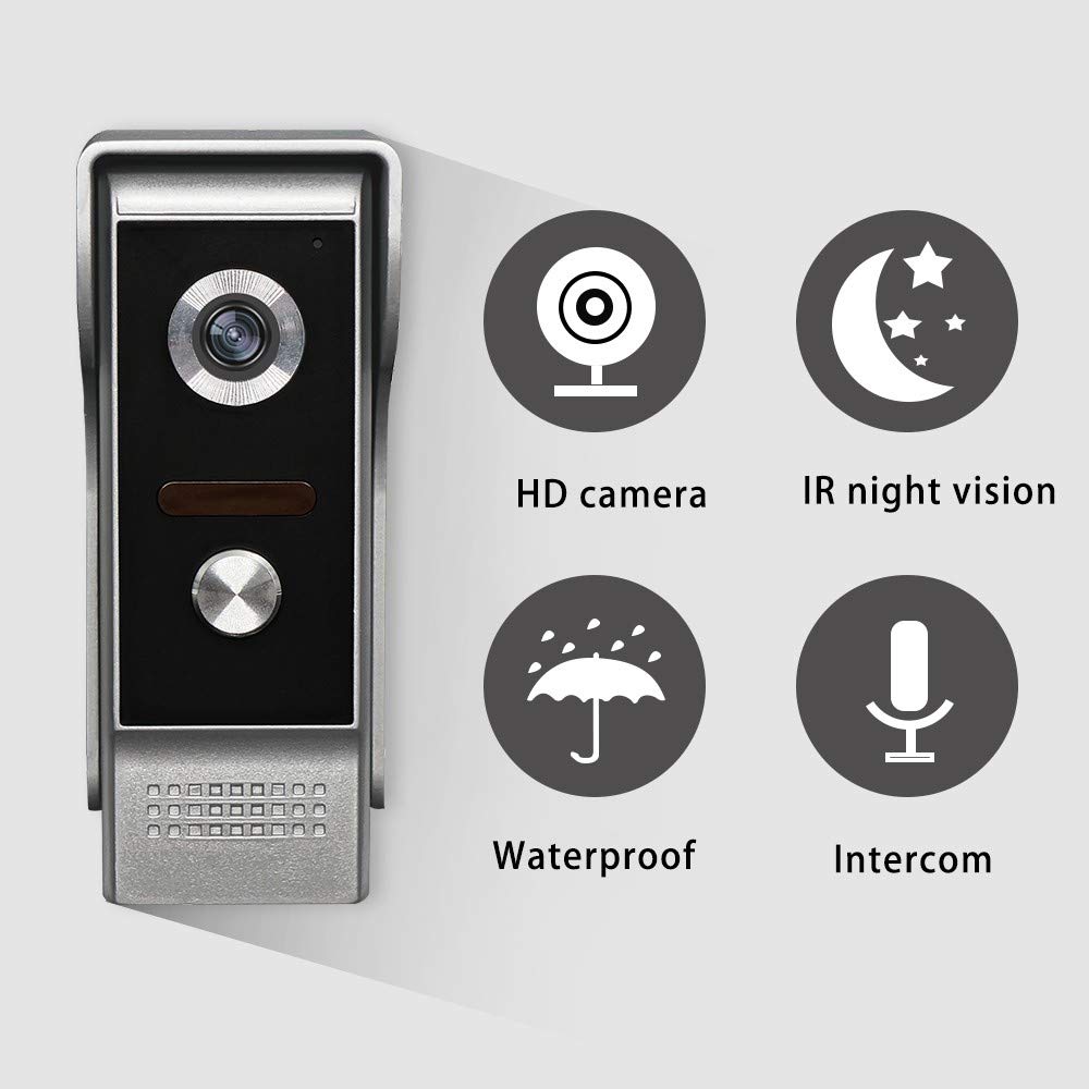 Videocitofono Campanello Video, 9 Pollici LCD, Vista Notturna a Infrarossi, Antipioggia Antifurto,Sorveglianza Telecamera Domestica, Audio Bidirezionale,Registrazione/Istantanea