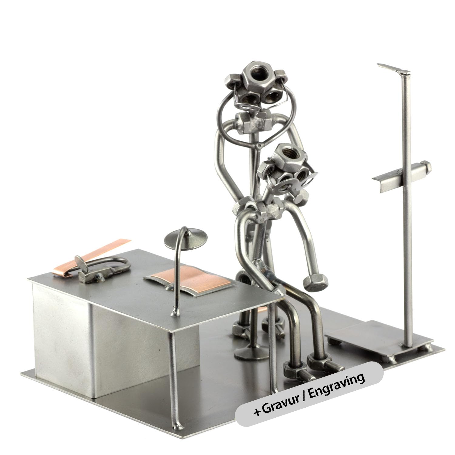 Steelman24 I Omini di Viti Medico di Medicina Generale con Piastra di Incisione Personale I Idee Regalo Originale I Soprammobili in Metallo
