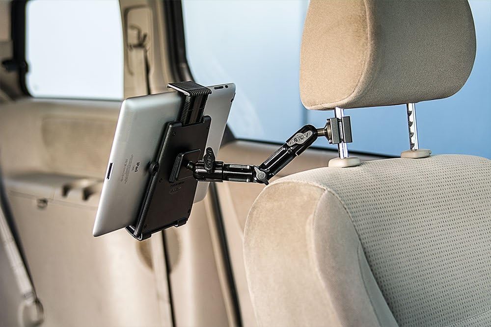 ARKON Mounts Heavy-Duty Tablet Headrest Mount, For Passenger Entertainment, Strong Headrest Clamp with Multi-Angle 8" Arm, Compatible with iPad, Note, Tab, and More