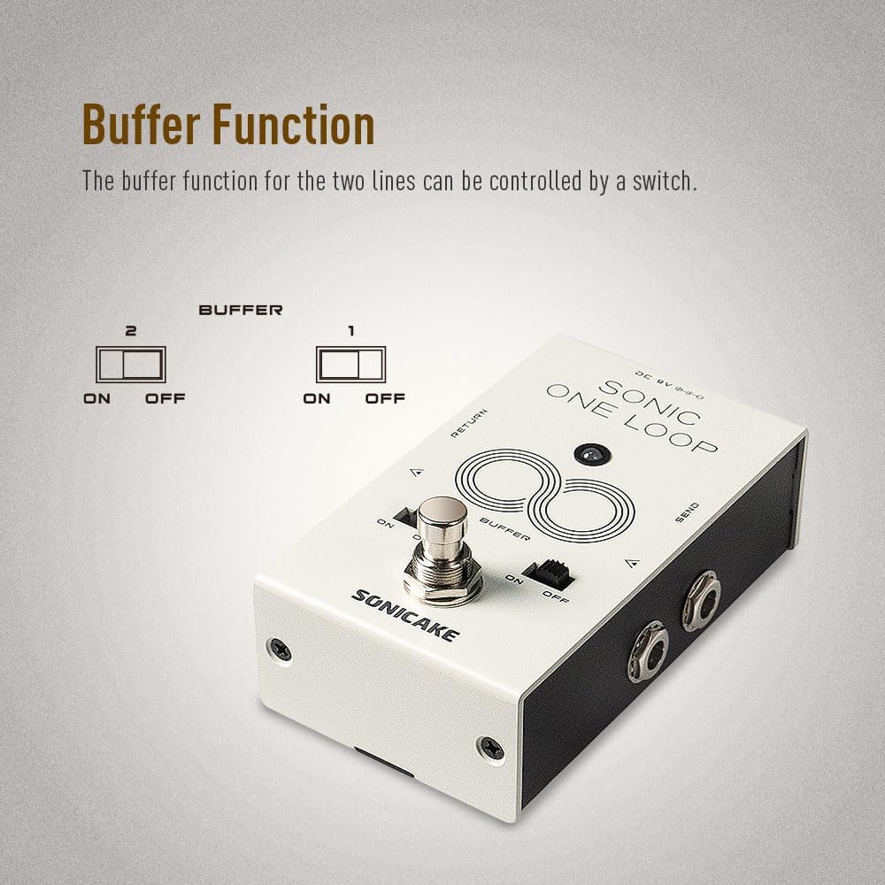 Diagram anu ngagambarkeun saklar Fungsi Buffer dina pedal Sonic One Loop