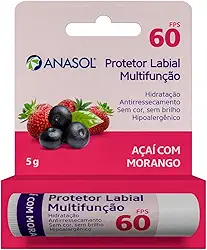 Protetor Solar Labial FPS 60 Açaí com Morango 5g - Anasol